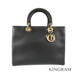 Christian Dior Lady Handbag shoulder strap black leather skd
